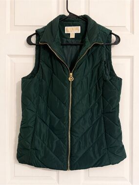Michael Kors Emerald Quilted Puffer Vest with Gold Hardware - Small